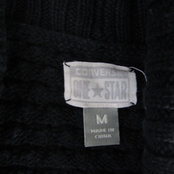 Converse One Star Cardigan Sweater Women's Size M Black Medium Open Front Mesh - Picture 3 of 9